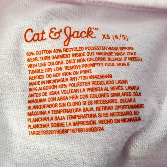 Cat & Jack Crew neckline Toddler Girls Unicorn Graphic Long Sleeve Tee XS Pink - Picture 4 of 4